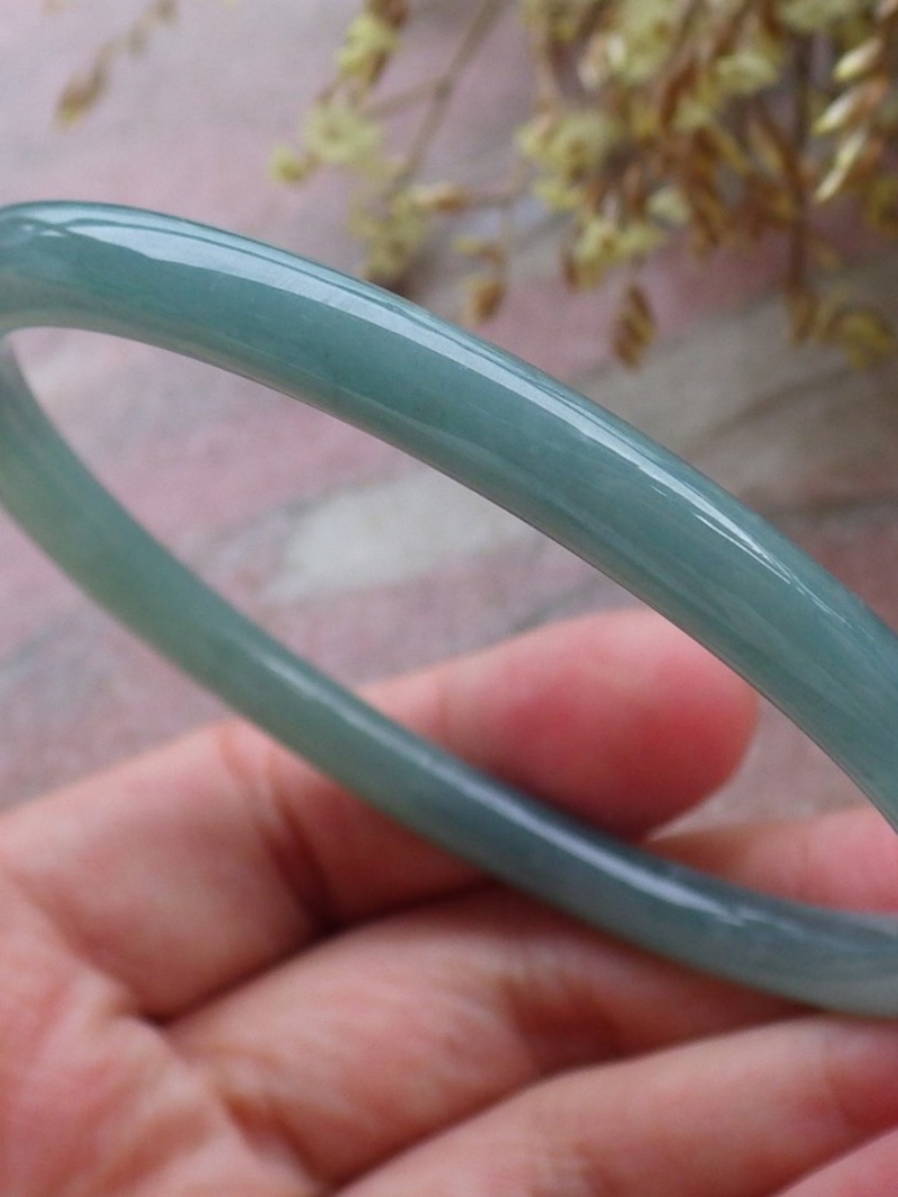 59mm Certified Hand Carved Green Natural A JADE Jadeite Circle Bangle Bracelet